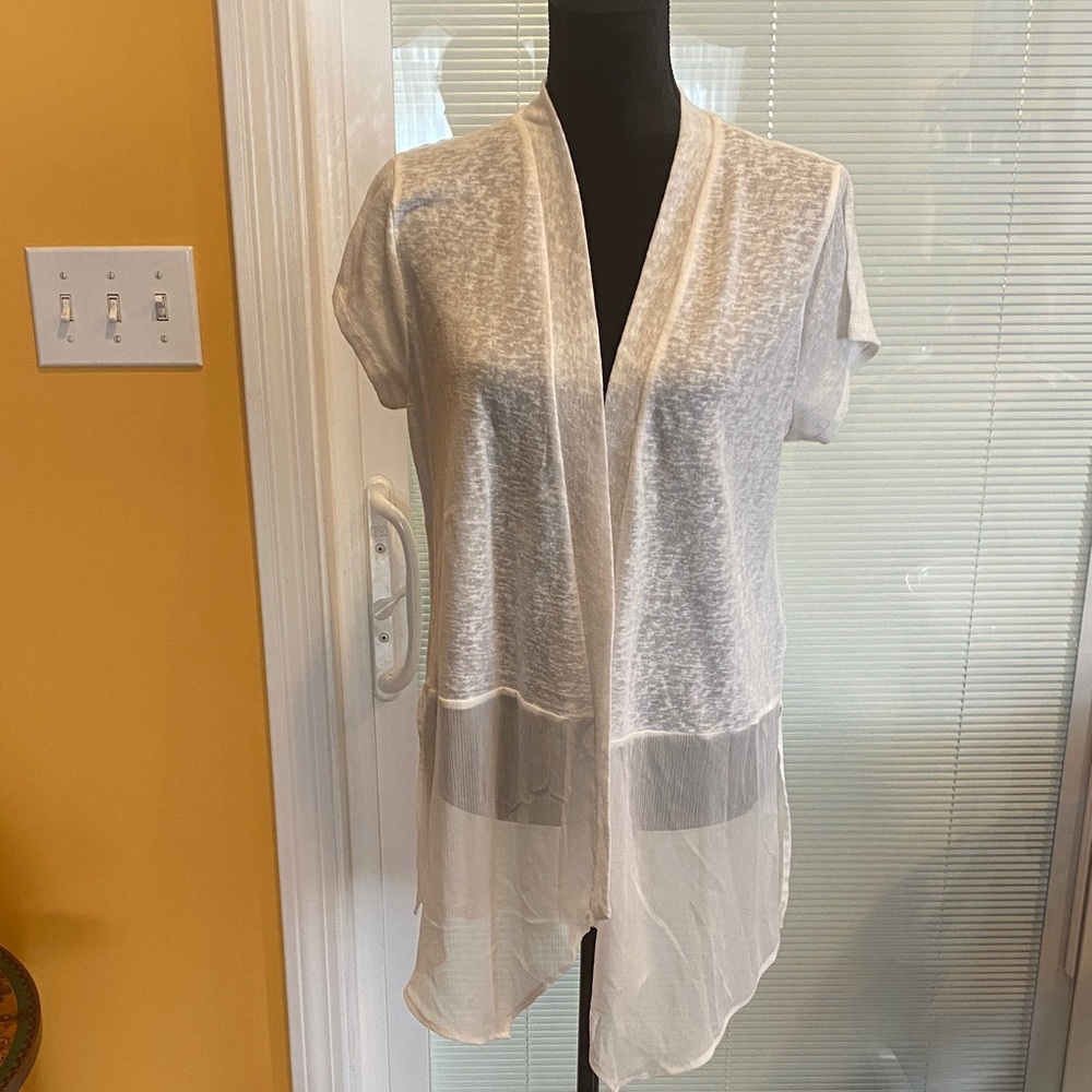Sheer White Short Sleeve Cardigan